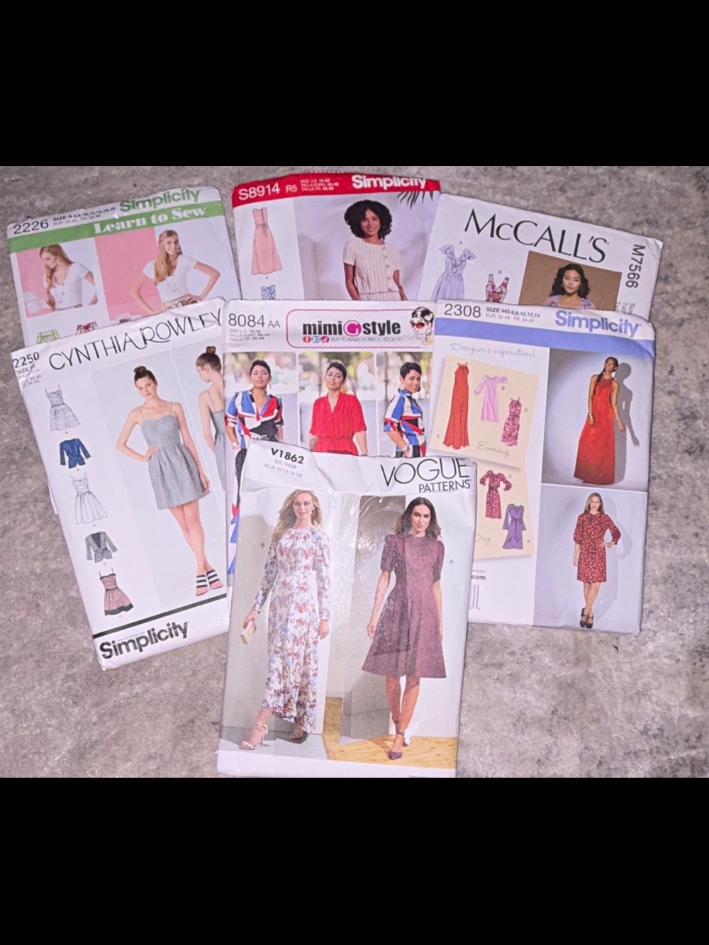 Lot of 7 Misses Dress/Skirt Sewing Pattern Cut, Learn To Sew Simplicity, Vogue